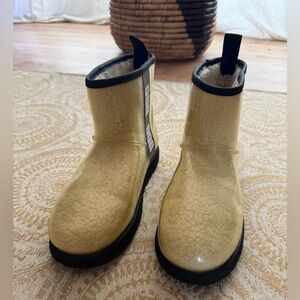 UGG Cream and Black Rain Boots